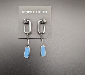 Vince Camuto Silver Blue Chain Pierced Earrings NWT